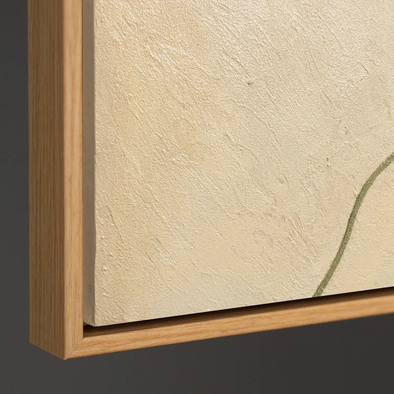 Abstraktes Acrylbild mit Rahmen „Sandweg“ – Moderne Wandkunst in Beige und Grün