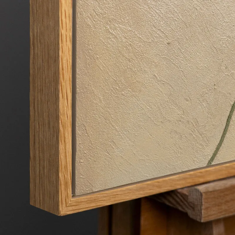 Abstraktes Acrylbild mit Rahmen „Sandweg“ – Moderne Wandkunst in Beige und Grün