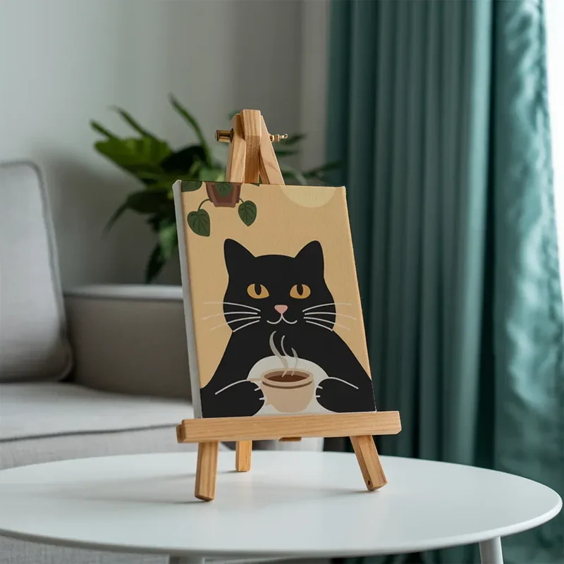 Malen nach Zahlen – 3 Mini-Gemälde - Gemütliches Katzencafé