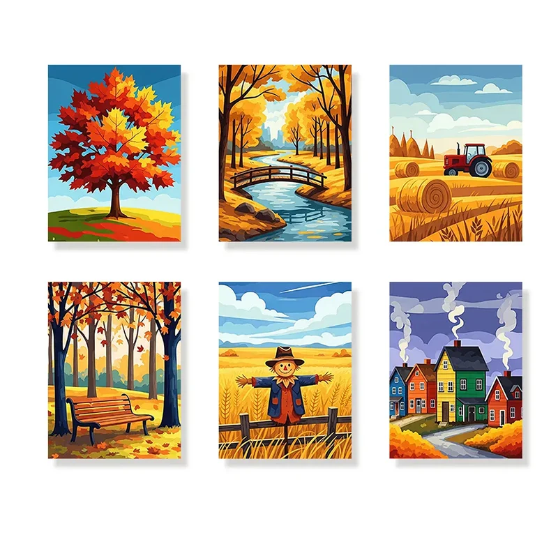 Malen nach Zahlen – 6 Mini-Gemälde - Herfstgloed-serie