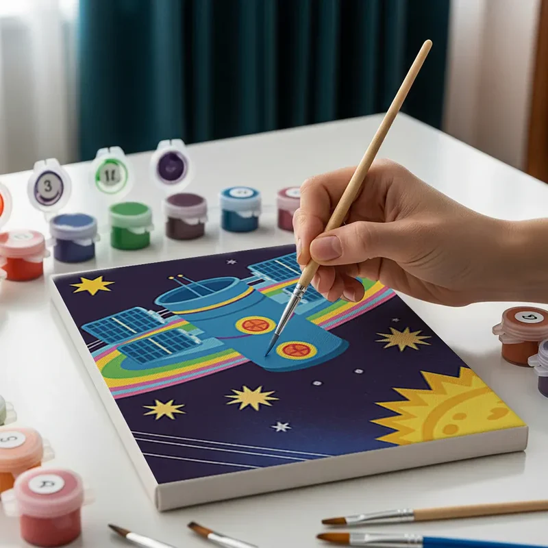 Malen nach Zahlen – 6 Mini-Gemälde - Kleine Astronauten