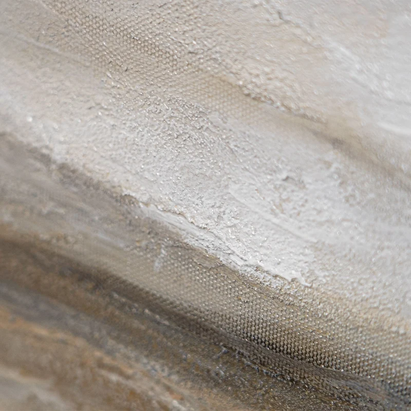 Leinwandbild mit Rahmen „Atem der Steppe“ – Handgemalte Landschaft in Naturtönen