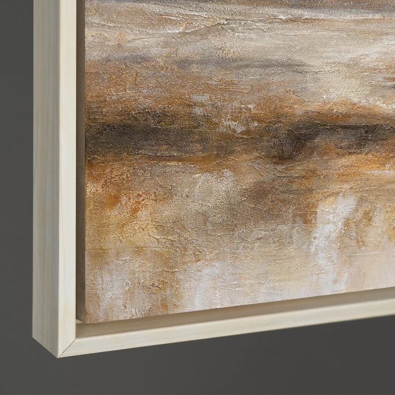 Leinwandbild mit Rahmen „Atem der Steppe“ – Handgemalte Landschaft in Naturtönen