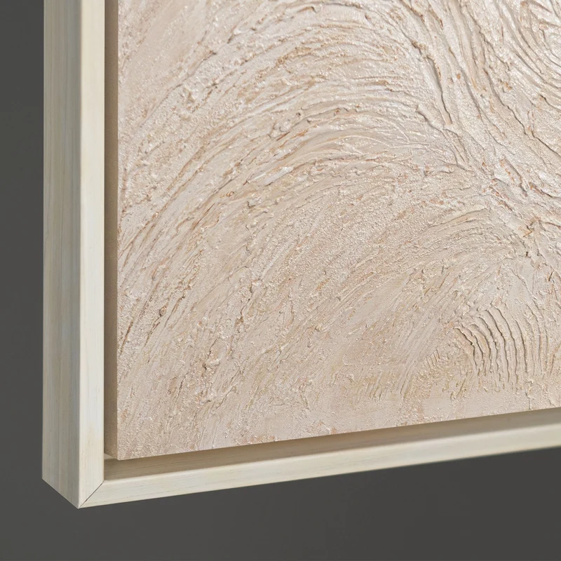 Gemälde mit Rahmen „Baumstrom“ – Abstrakte Kunst in Beige und Creme