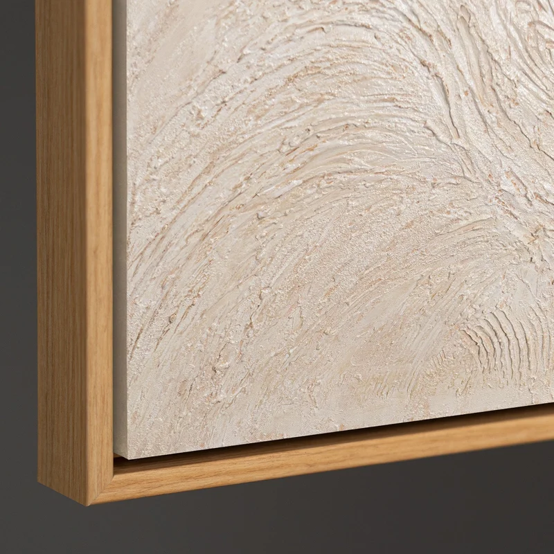 Gemälde mit Rahmen „Baumstrom“ – Abstrakte Kunst in Beige und Creme