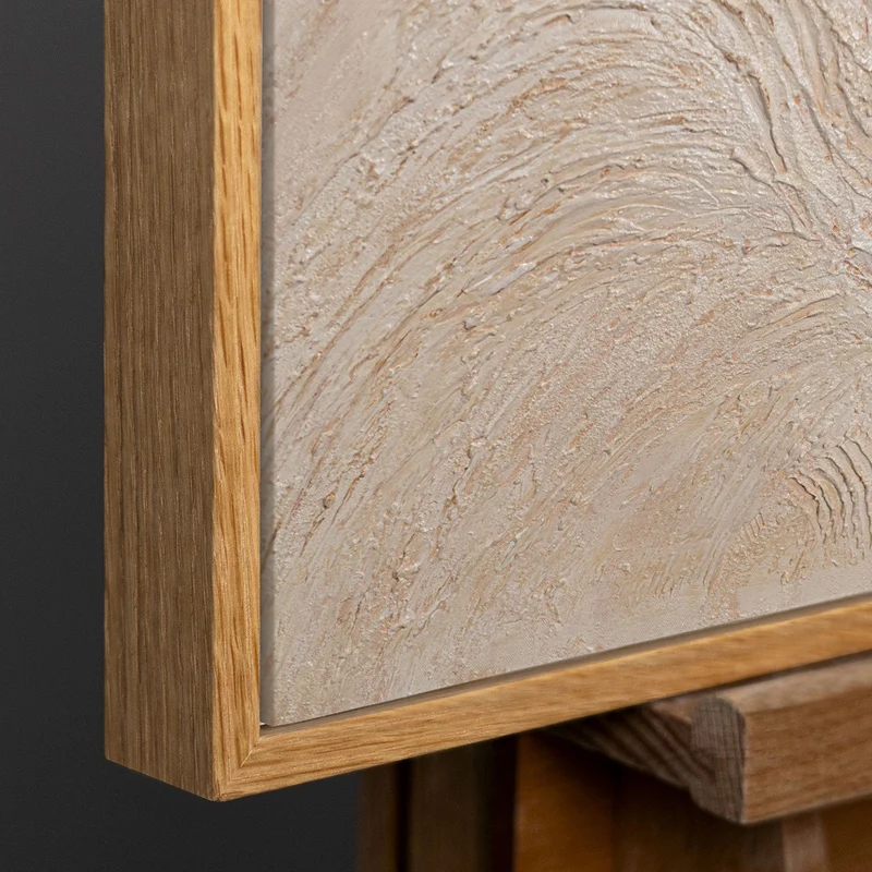 Gemälde mit Rahmen „Baumstrom“ – Abstrakte Kunst in Beige und Creme