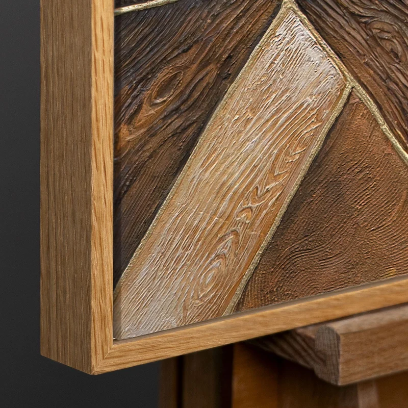 Abstraktes Gemälde „Geometrie des Goldes“ – Moderne Wandkunst mit Rahmen