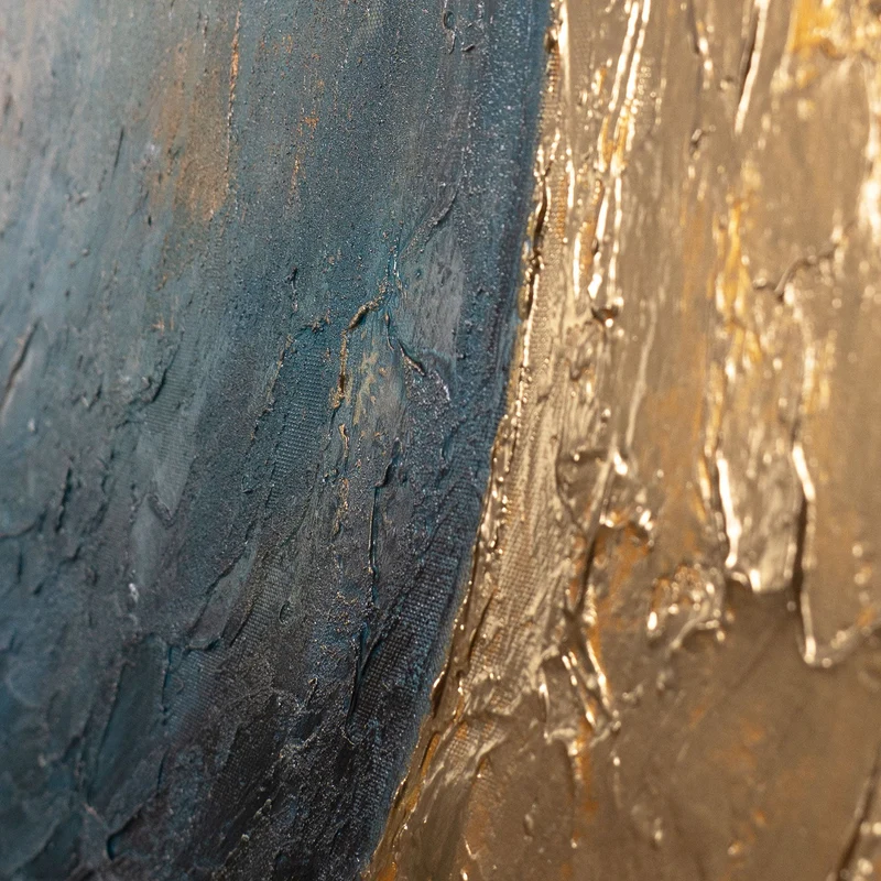 Handgemalte Wandkunst „Wärme des Universums“ – Moderne Acrylmalerei mit Goldakzenten