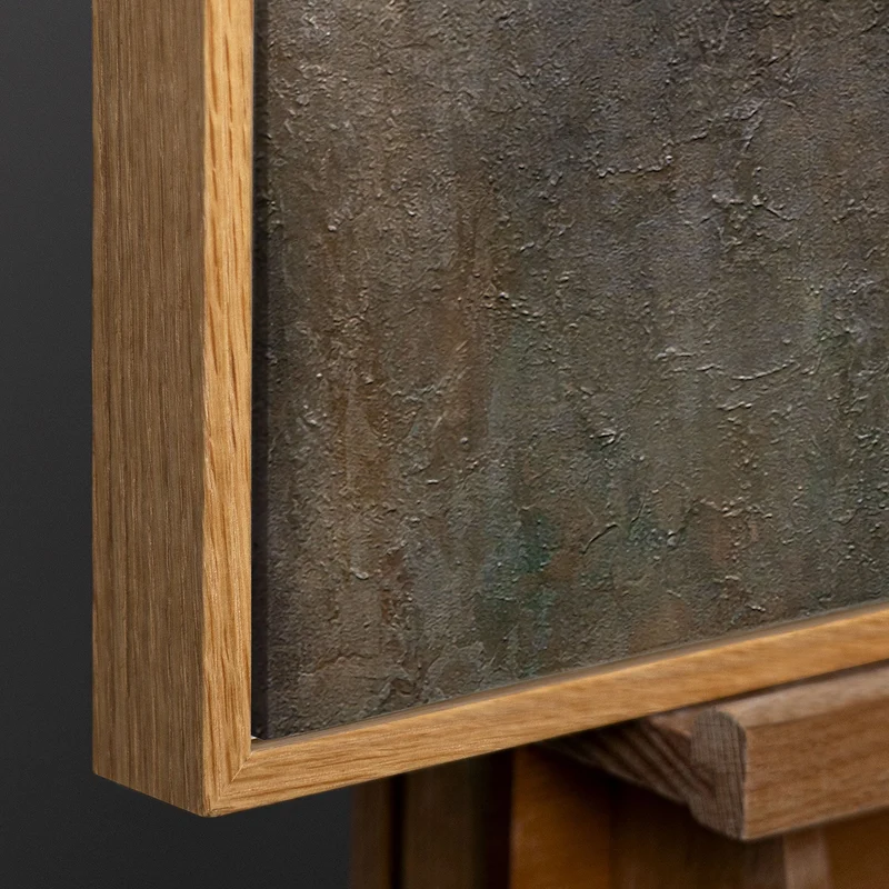 Handgemalte Wandkunst „Wärme des Universums“ – Moderne Acrylmalerei mit Goldakzenten