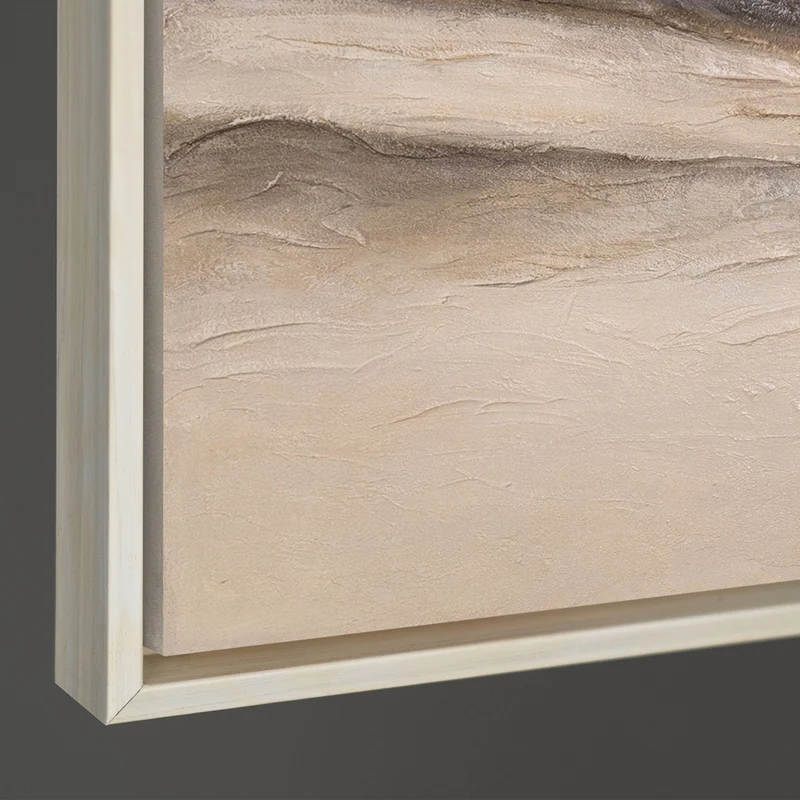 Gemälde auf Leinwand mit Rahmen „Spuren des Windes“ – Handgemalte Wandkunst in Naturtönen