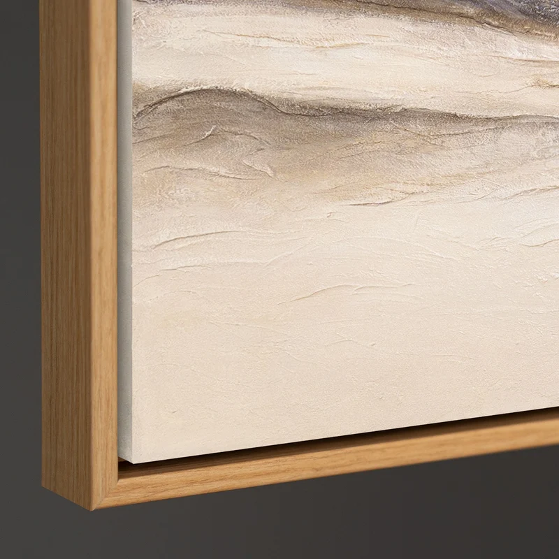 Gemälde auf Leinwand mit Rahmen „Spuren des Windes“ – Handgemalte Wandkunst in Naturtönen