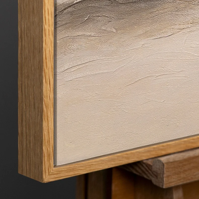Gemälde auf Leinwand mit Rahmen „Spuren des Windes“ – Handgemalte Wandkunst in Naturtönen