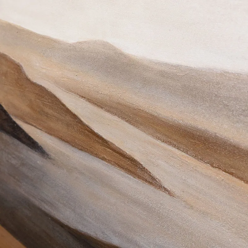 Leinwandbild modern mit Rahmen „Sanfter Sonnenaufgang“ – Abstrakte Kunst in Erdtönen