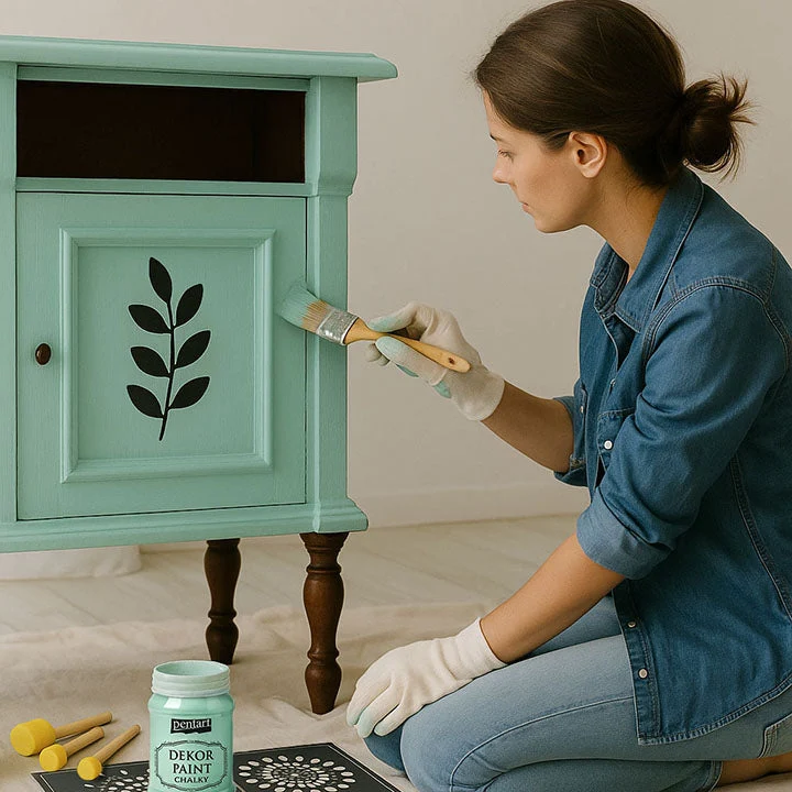 Furniture Renovation Set with Silver Spray Paint, Green Patina