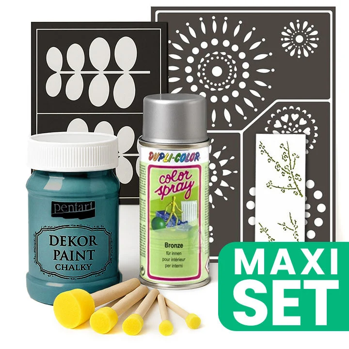 Furniture Renovation Set with Silver Spray Paint - Poison Green
