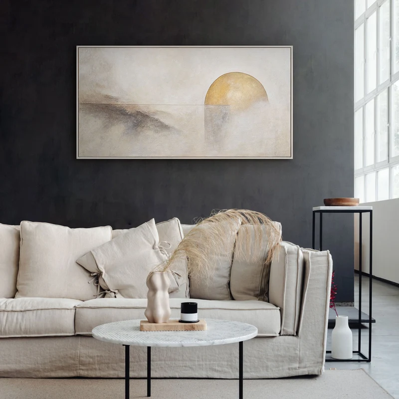 Handgemaltes Acrylbild auf Leinwand „Horizontlinie“ – Moderne Wandkunst für Wohnzimmer