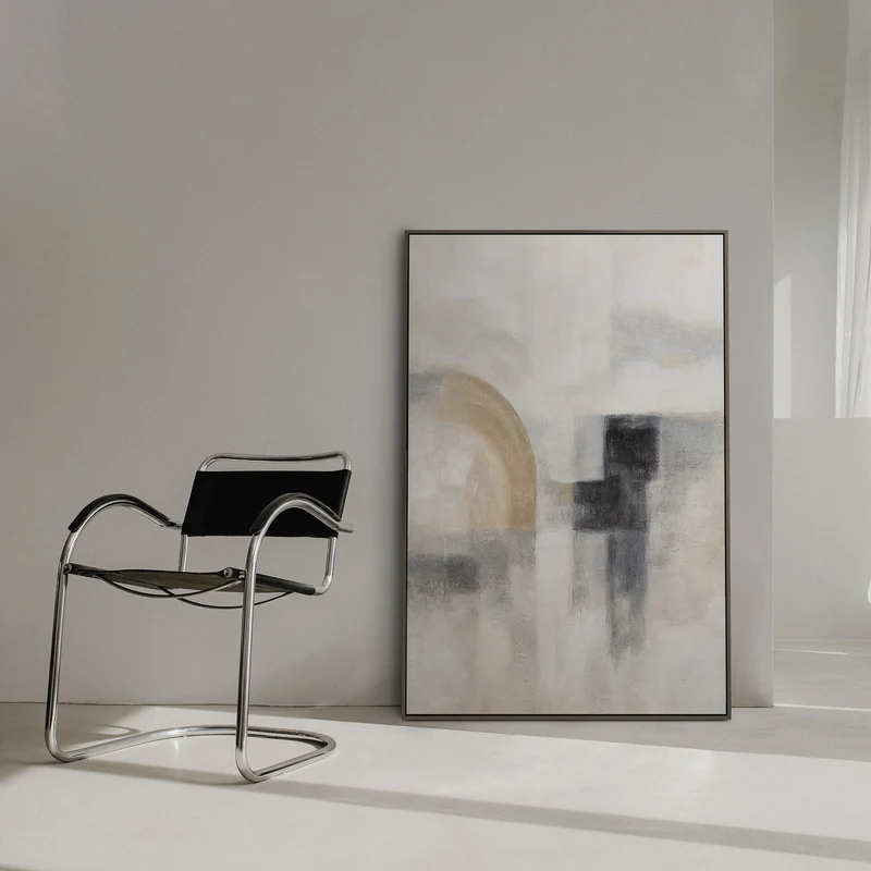 Handgemalte Wandkunst „Geisterhaftes Licht“ – Strukturierte Malerei modern mit Rahmen