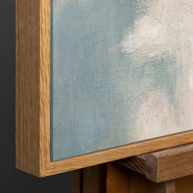 Acrylbild mit Rahmen „Lichtübergänge“ – Abstrakte Wandkunst in Blau und Gold