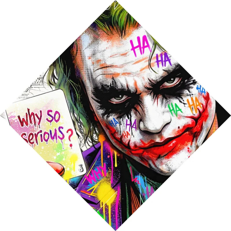 Leinwandbild Pop Art Joker mit Karte Raute