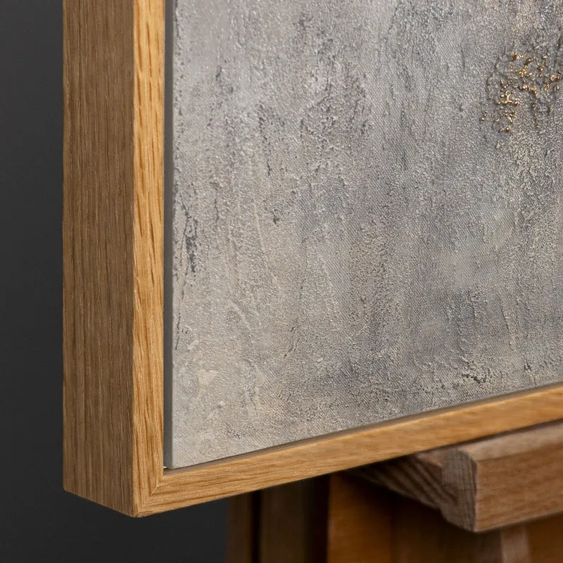 Abstraktes Gemälde mit Rahmen „Goldene Aura“ – Wandkunst mit goldener Struktur