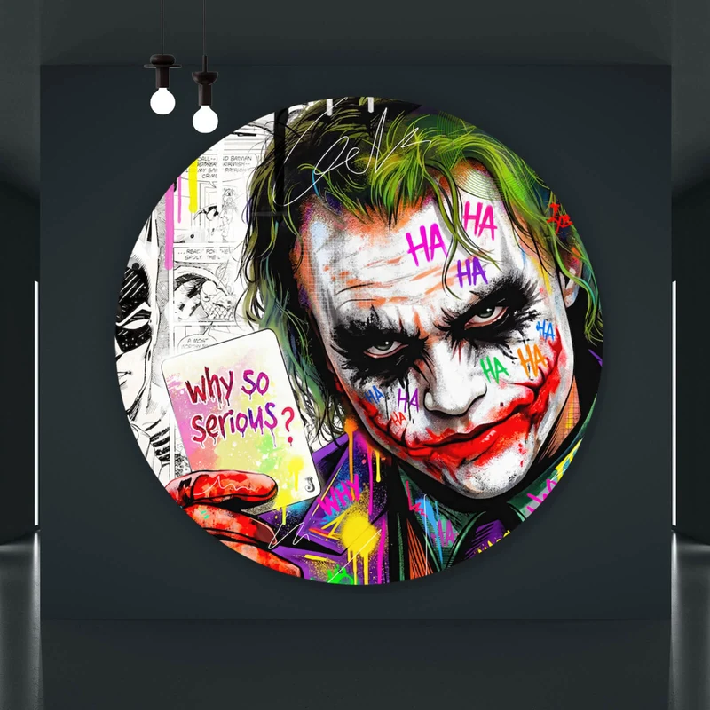 Aluminiumbild Pop Art Joker mit Karte Kreis