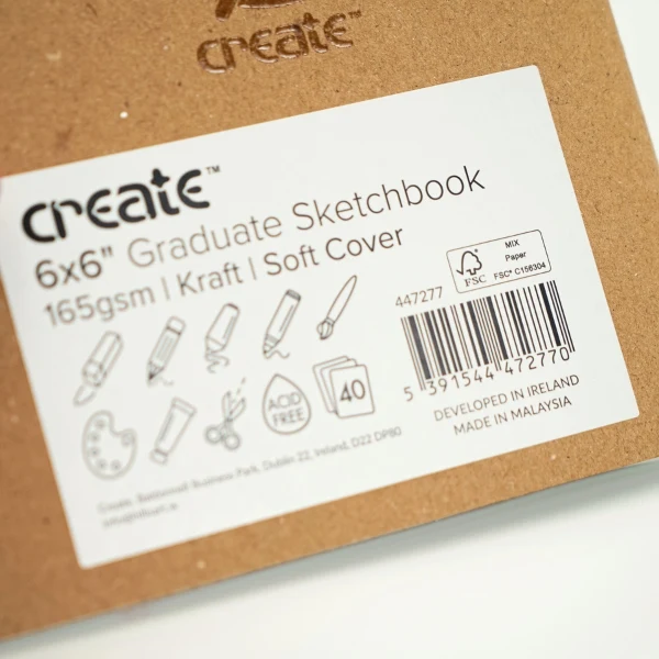 Create - Graduate Kraft Sketch Pad - 6x6" - 165gsm - 40 White Sheets