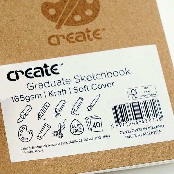 Create - Graduate Kraft Sketch Pad - A6 - 165gsm - 40 White Sheets