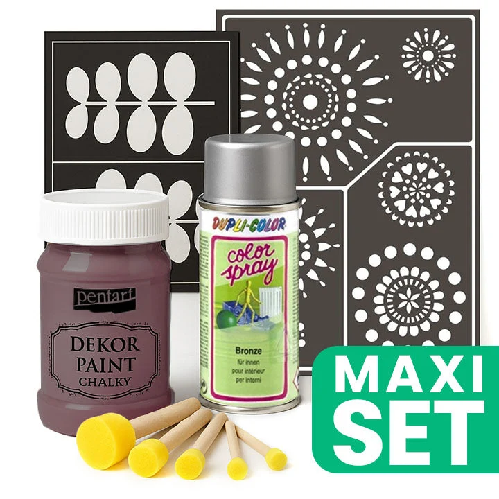 Furniture Renovation Set with Silver Spray Paint - Country Purple