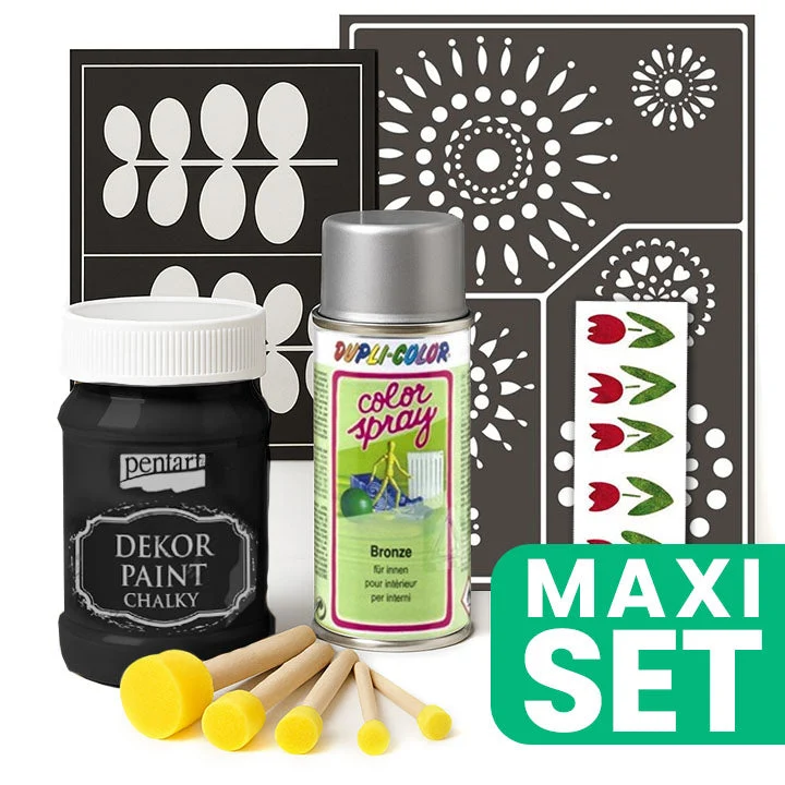 Furniture Renovation Set with Silver Spray Paint, Black