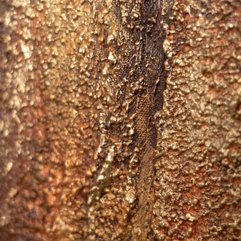 Handgemaltes Acrylbild mit Rahmen „Vertikalen der Zeit“ – Moderne Wandkunst in Gold-Braun