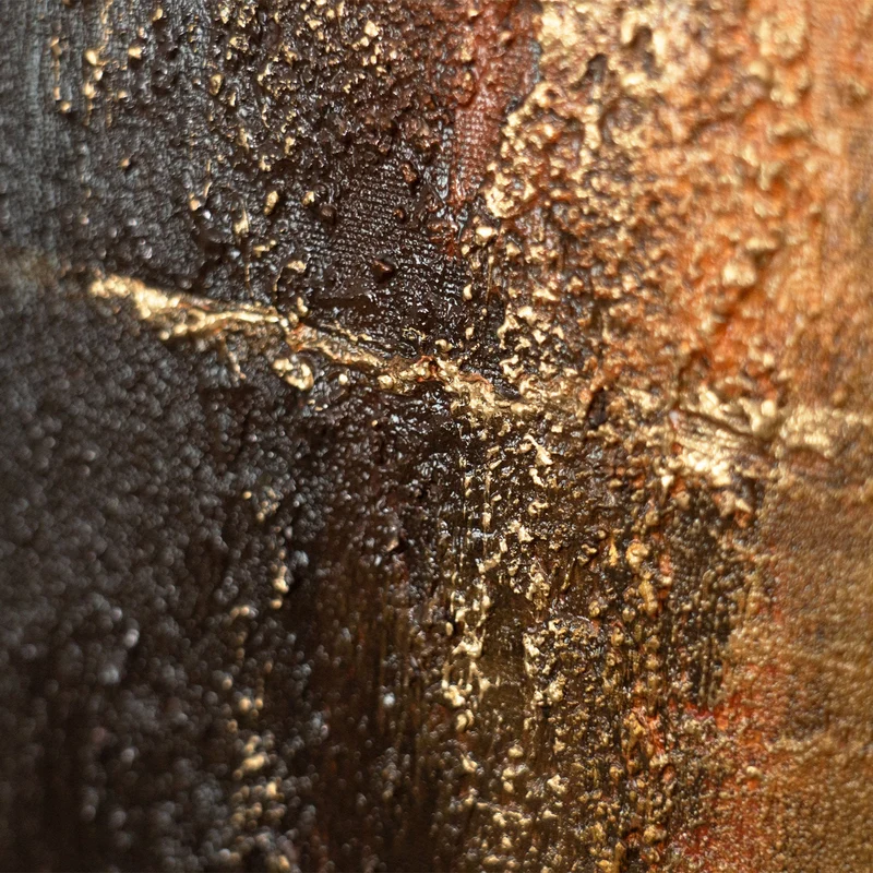 Handgemaltes Acrylbild mit Rahmen „Vertikalen der Zeit“ – Moderne Wandkunst in Gold-Braun