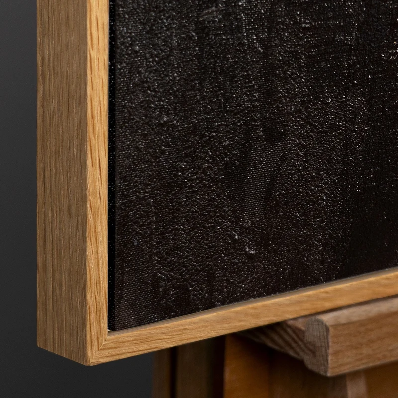 Handgemaltes Acrylbild mit Rahmen „Vertikalen der Zeit“ – Moderne Wandkunst in Gold-Braun