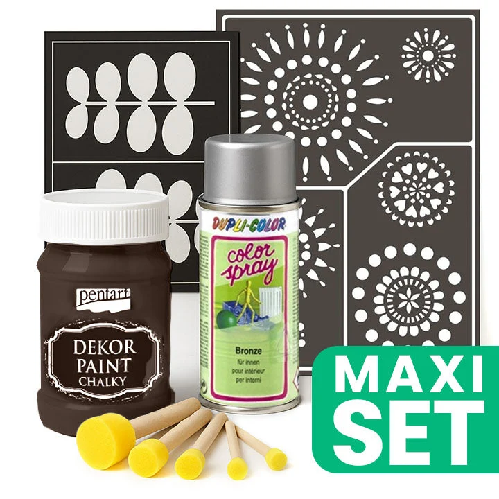 Furniture Renovation Set with Silver Spray Paint - Brown