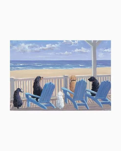 Dogs On Deck Chairs Note Cards and Envelopes