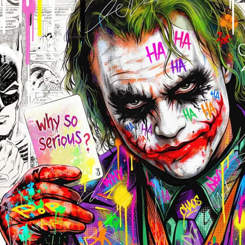 Aluminiumbild Pop Art Joker mit Karte Quadrat