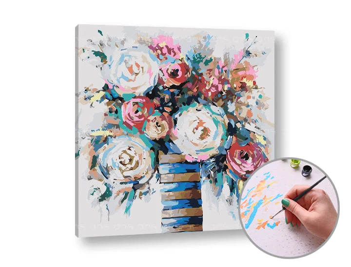 Paint by Numbers FLOWERS IN A VASE – Medium Difficulty
