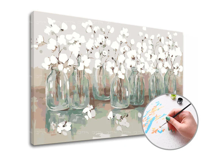 Paint by Numbers FLOWERS IN GLASS | Medium Difficulty