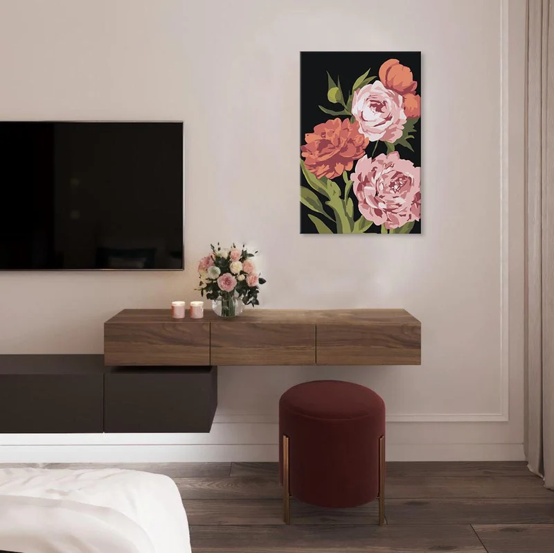 Paint by Numbers FLOWER GARDEN | Low Difficulty SPECIAL BLACK EDITION