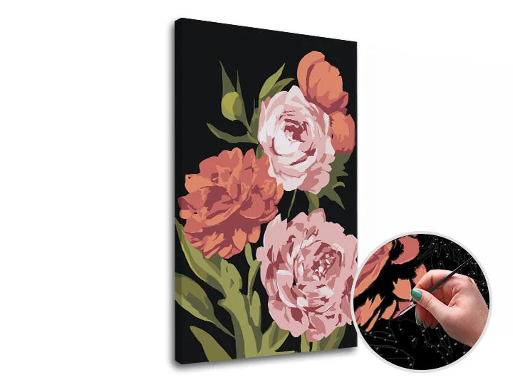 Paint by Numbers FLOWER GARDEN | Low Difficulty SPECIAL BLACK EDITION