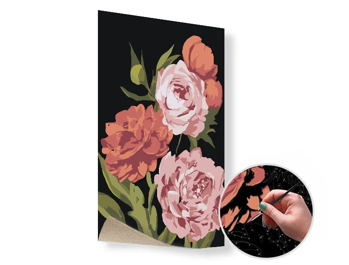 Paint by Numbers FLOWER GARDEN | Low Difficulty SPECIAL BLACK EDITION