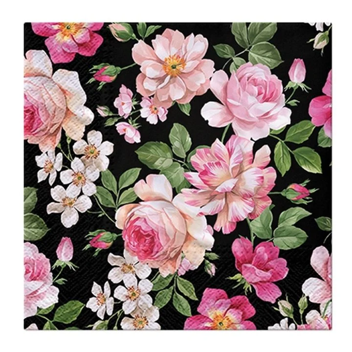 Decoupage Napkins Roses Glory Black - 1 pc