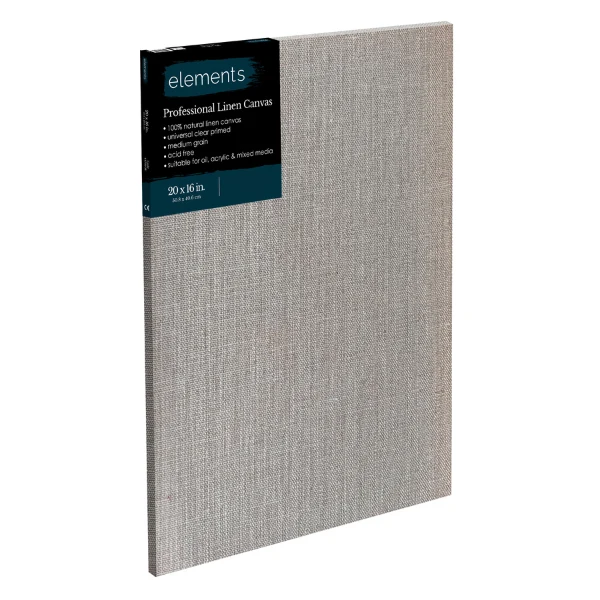 Elements - Professional Linen Canvas Standard Edge - Clear Gesso 20x16" 50x40cm