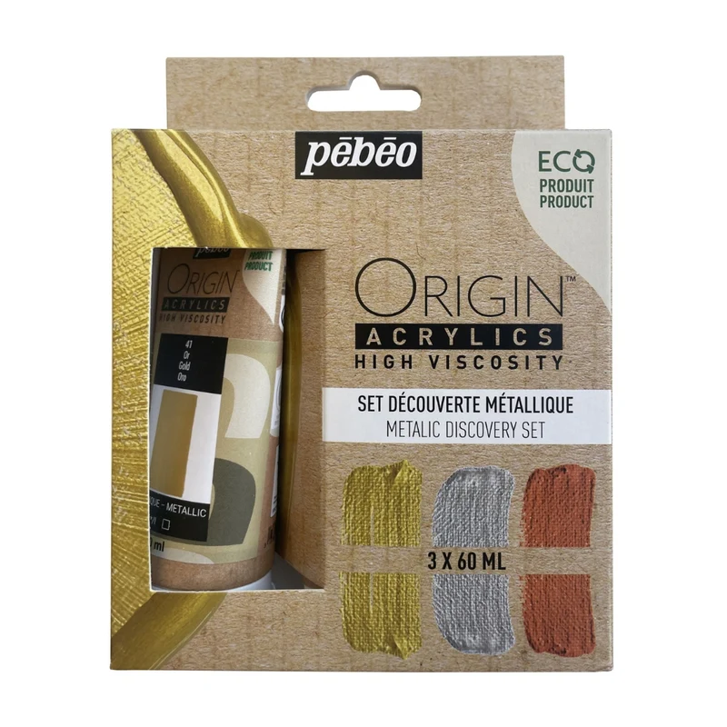 Pebeo - Origin Acrylics Set 3x60ml Metallic Colours