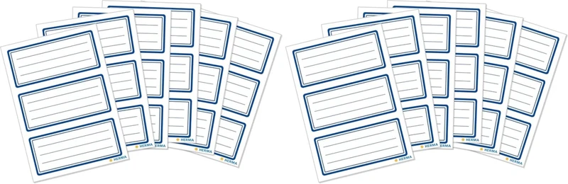 HERMA Heftetiketten „Neutral“ blauer Rand – 18 Stück, 76x35mm