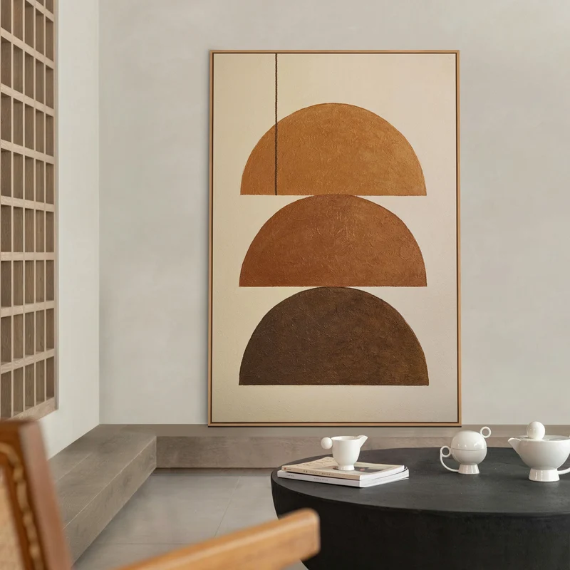Acrylgemälde mit Rahmen „Drei Horizonte“ – Moderne Kunst auf Leinwand