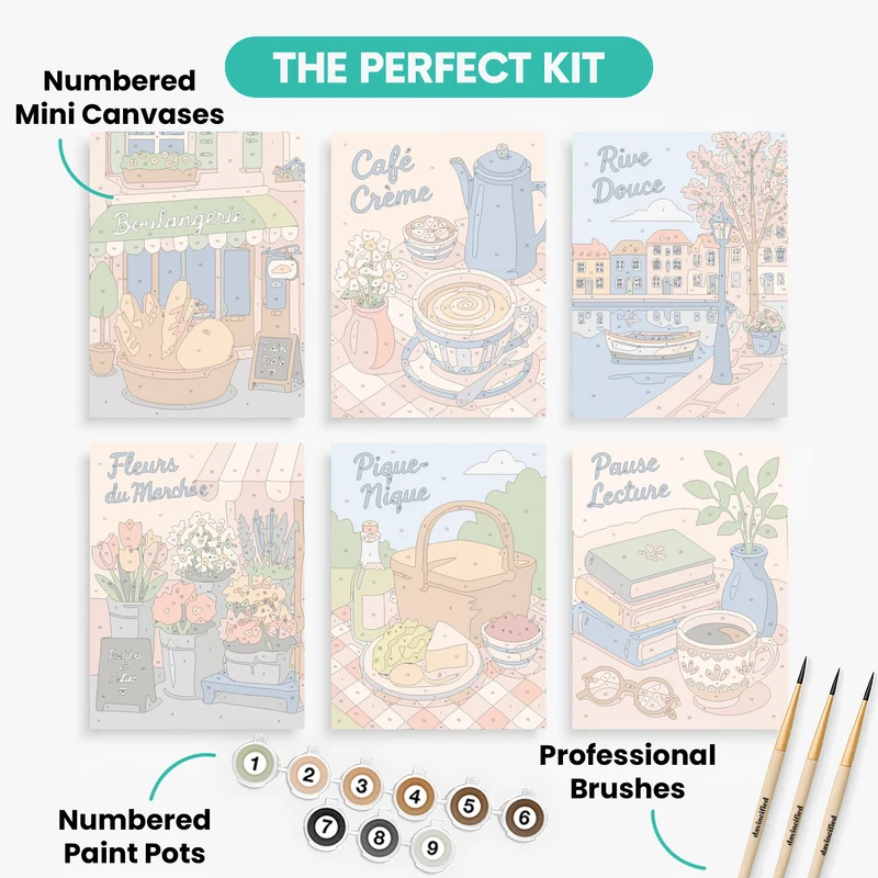French Café Charm - Mini Paint by Numbers Set