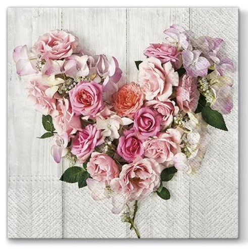 Decoupage Napkins - Rose Heart - 1 pc