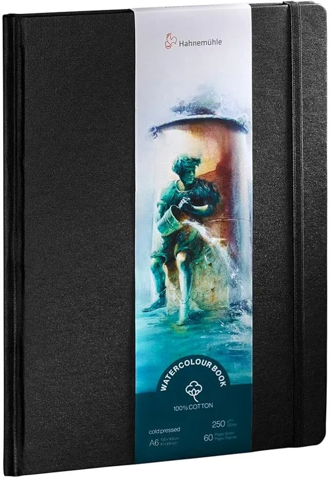 Hahnemuhle - Hardback Watercolour Book - 100% Cotton 250gsm A6 - Portrait