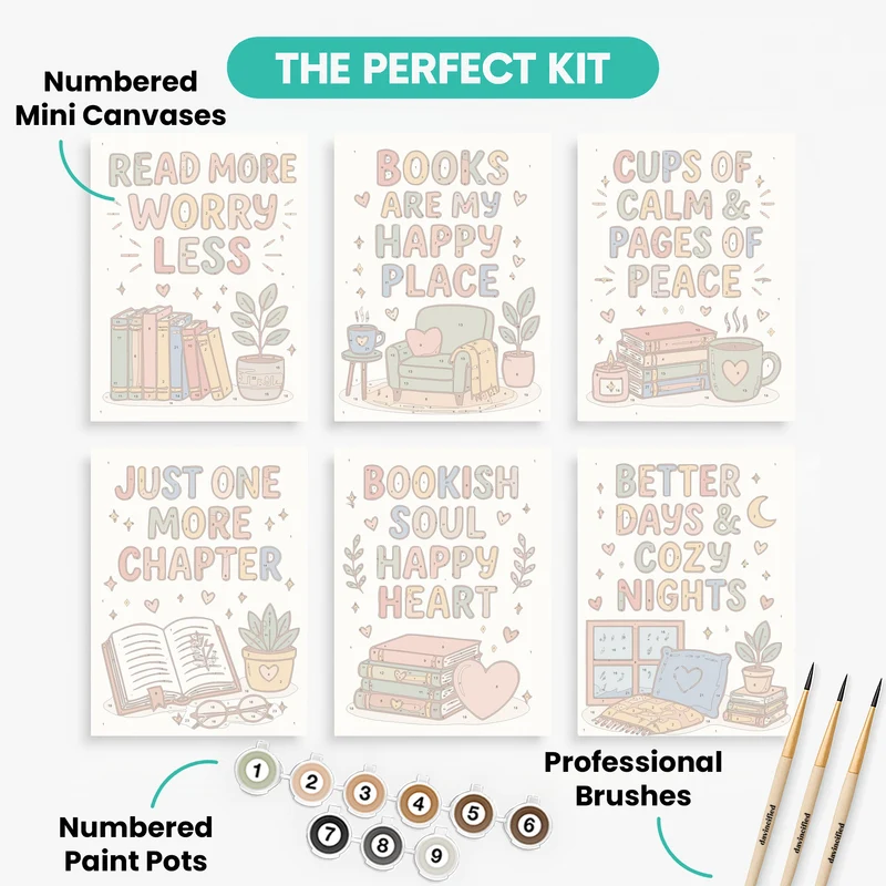Cozy Bookish Quotes - Mini Paint by Numbers Set