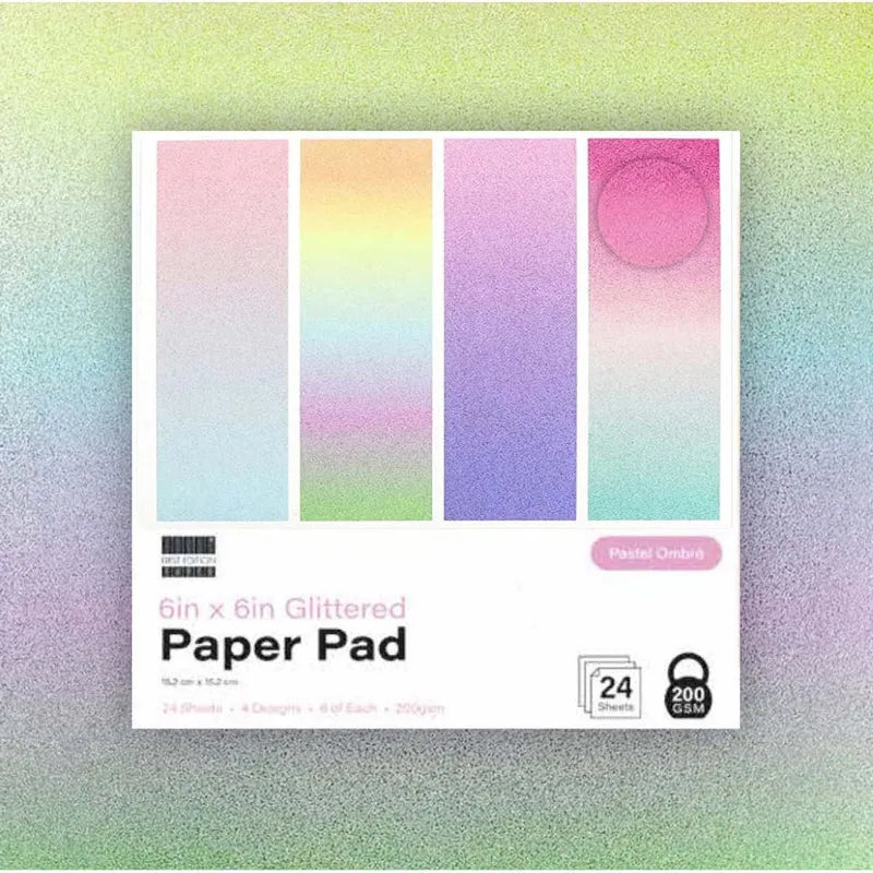 First Edition - 6in x 6in Glittered Paper Pad Pastel Ombre